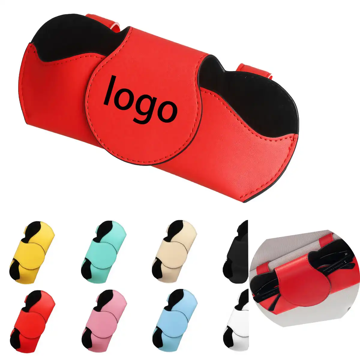 Leather Car Visor Glasses Holder