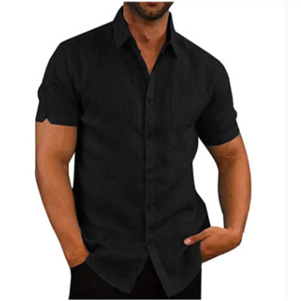 Breathable Linen Summer Shirt custom logo imprint view