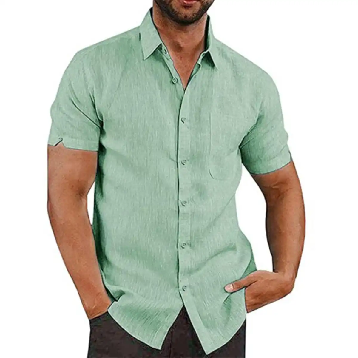 Breathable Linen Summer Shirt product in use