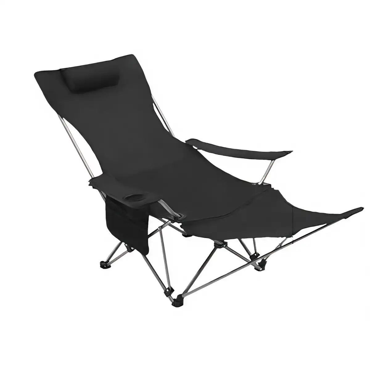 Foldable Outdoor Reclining Camp Chair product with accessories