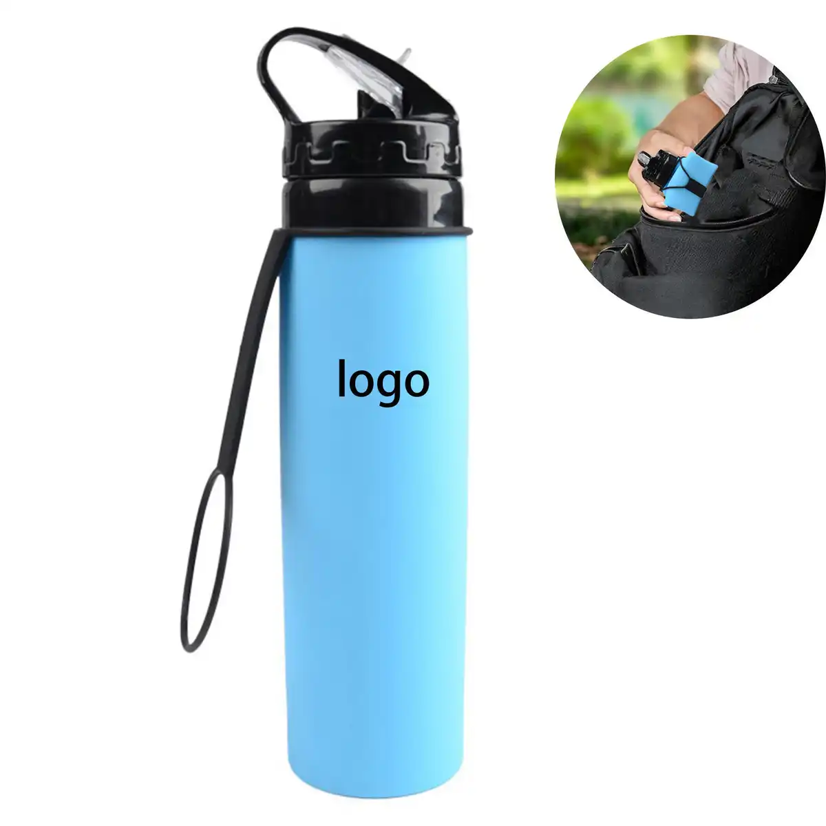 20oz Collapsible Silicone Water Bottle