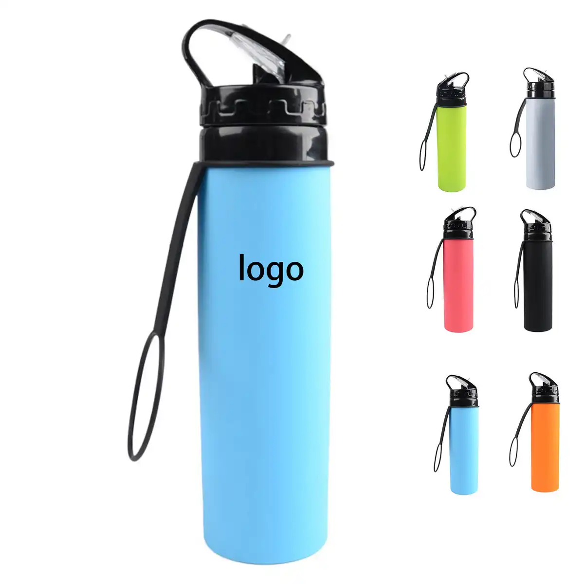 20oz Collapsible Silicone Water Bottle product detail view