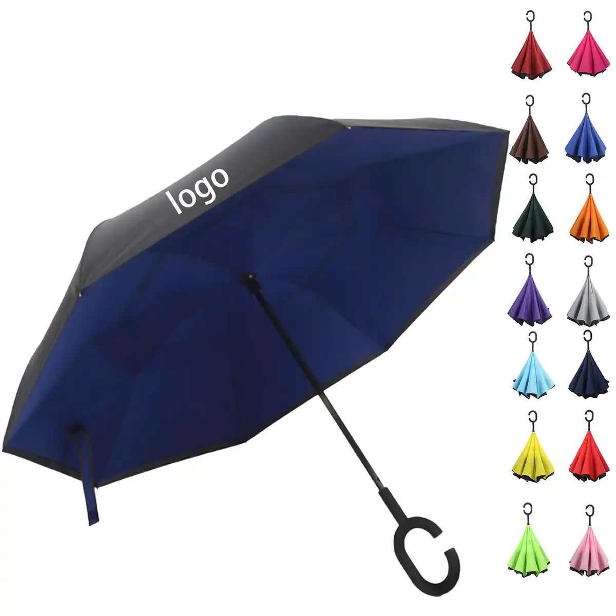 Windproof Reverse Umbrella with C Handle product detail view
