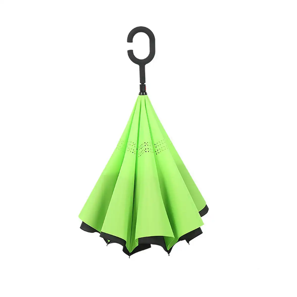 Windproof Reverse Umbrella with C Handle product in use