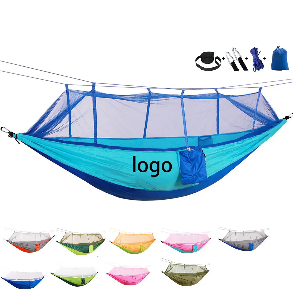 Lightweight Nylon Hammock with Mosquito Net product detail view