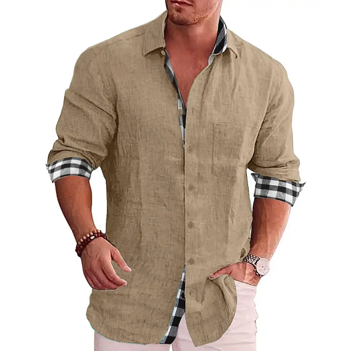 Breathable Linen Blend Summer Shirt product detail view