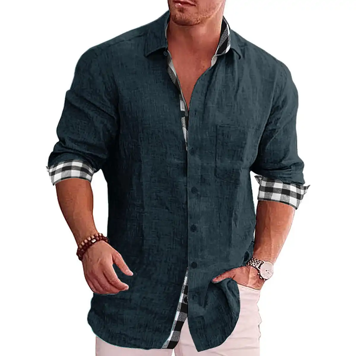 Breathable Linen Blend Summer Shirt product close-up