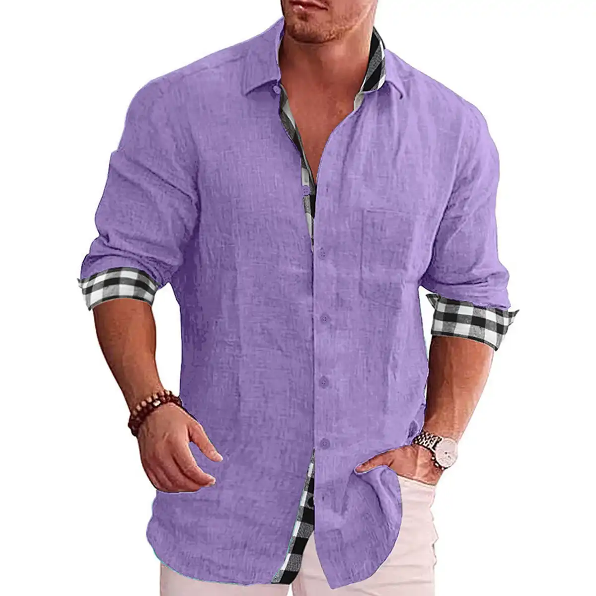 Breathable Linen Blend Summer Shirt product with accessories