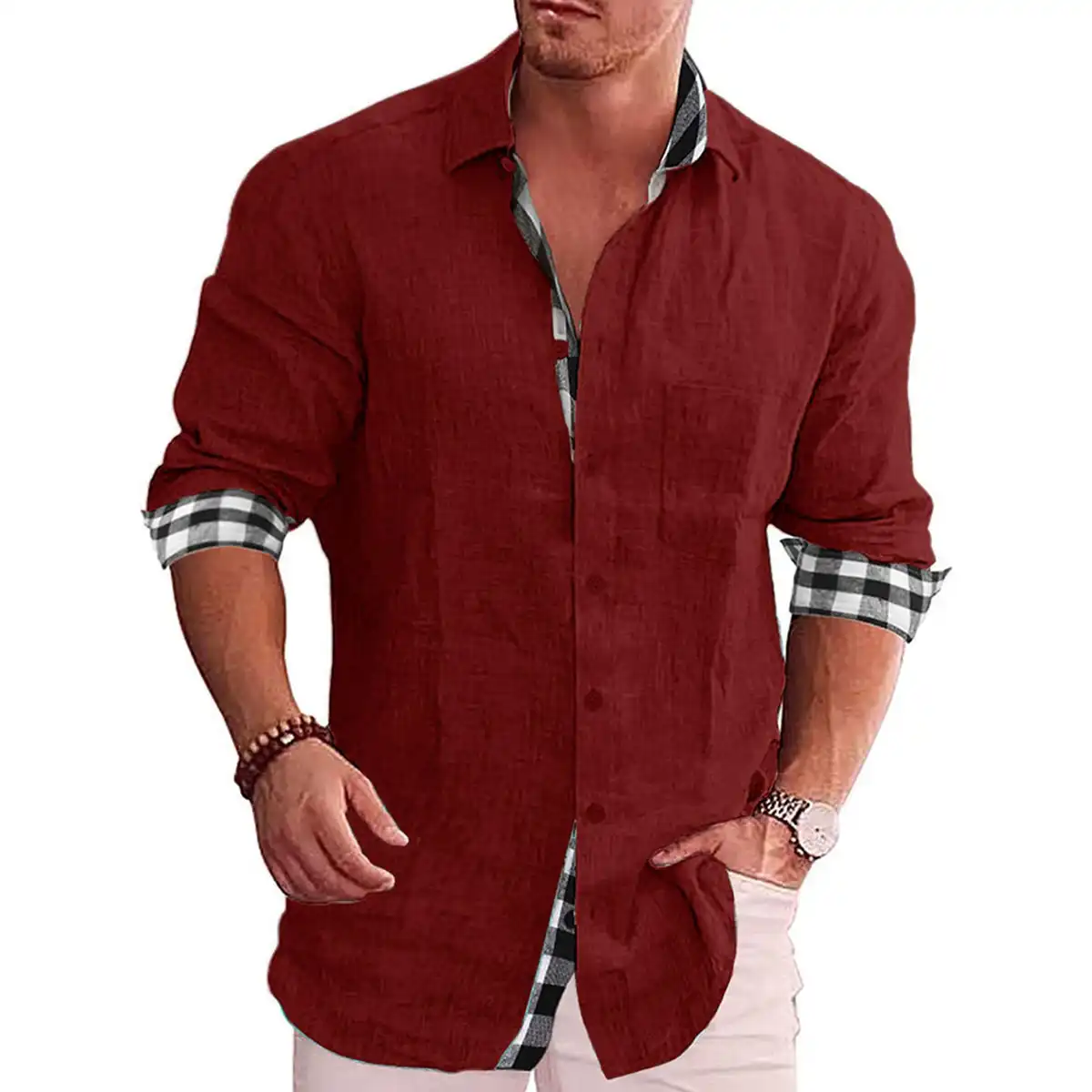 Breathable Linen Blend Summer Shirt custom logo imprint view