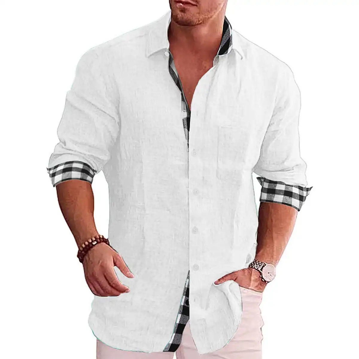 Breathable Linen Blend Summer Shirt product in use