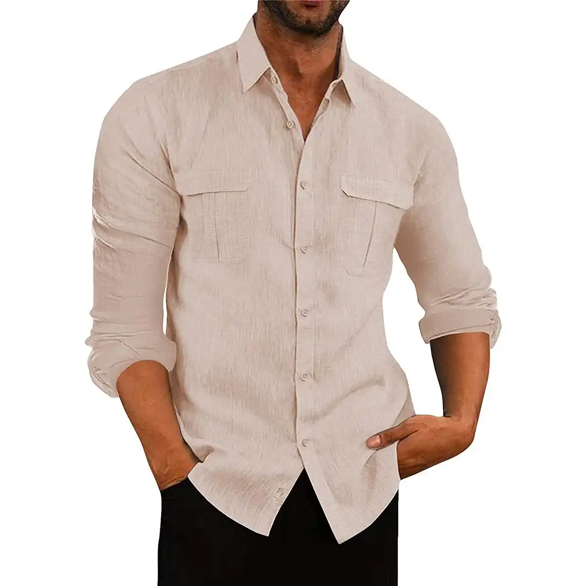 Breathable Polyester Casual Shirt Pockets product detail view