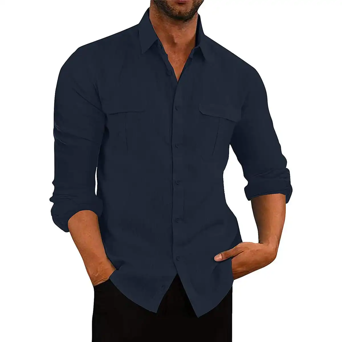 Breathable Polyester Casual Shirt Pockets product close-up