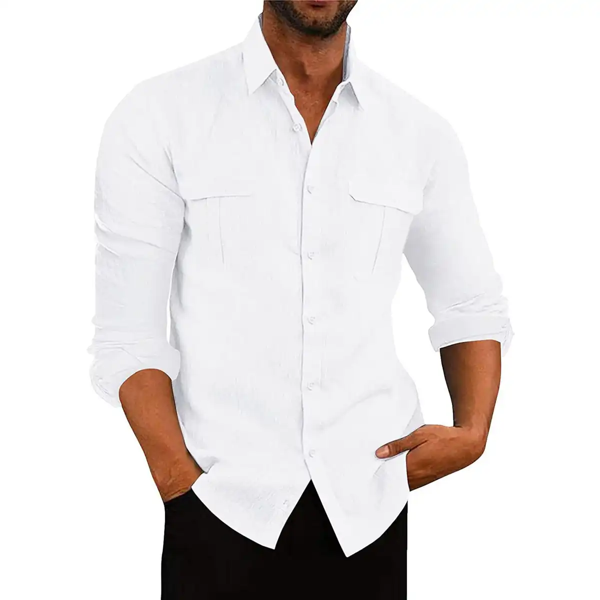 Breathable Polyester Casual Shirt Pockets additional product view