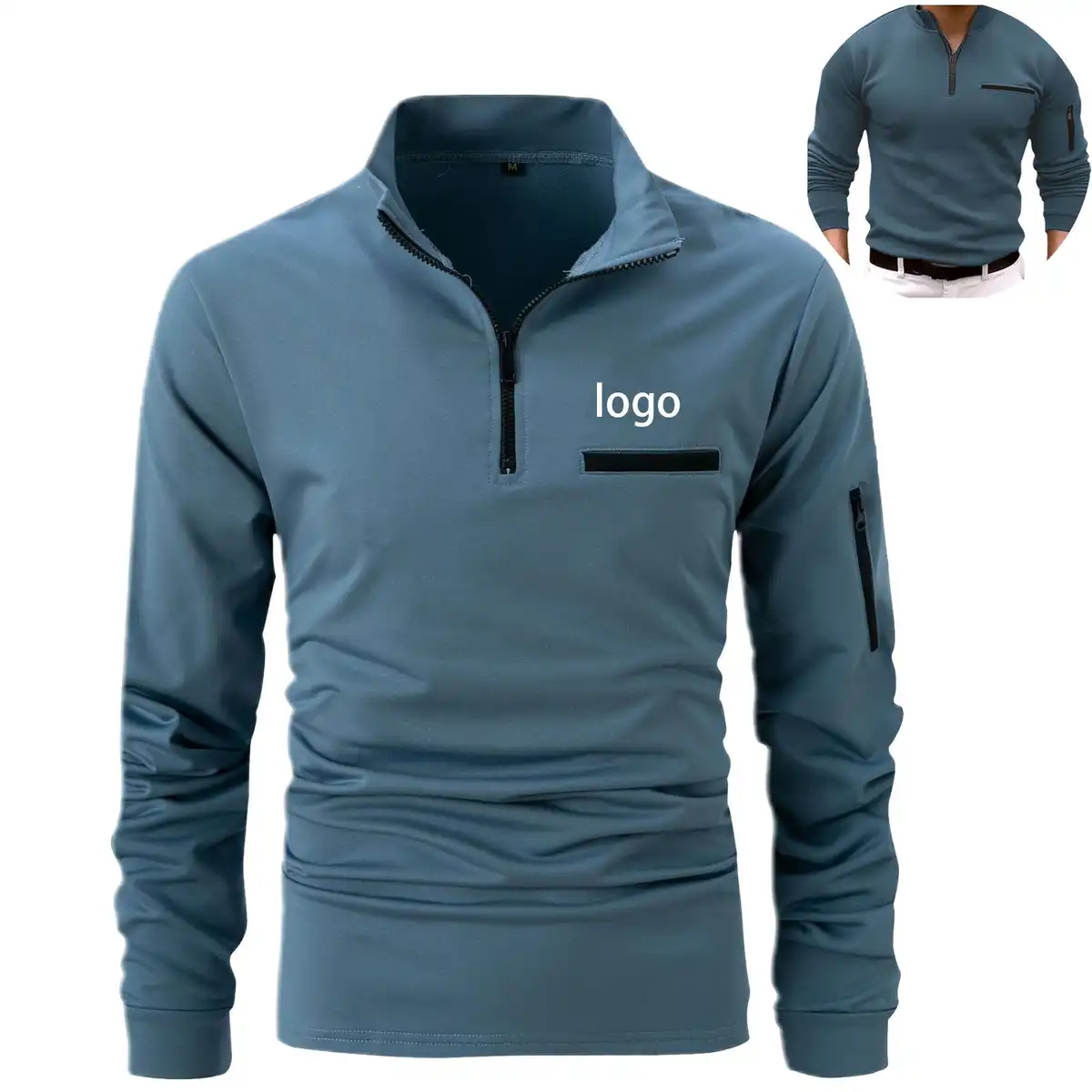 Men's Long Sleeve Half Zip Polo