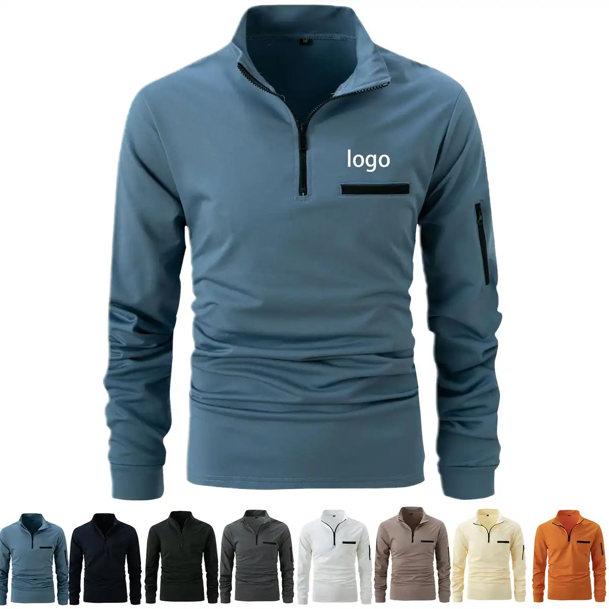 Men's Long Sleeve Half Zip Polo product detail view