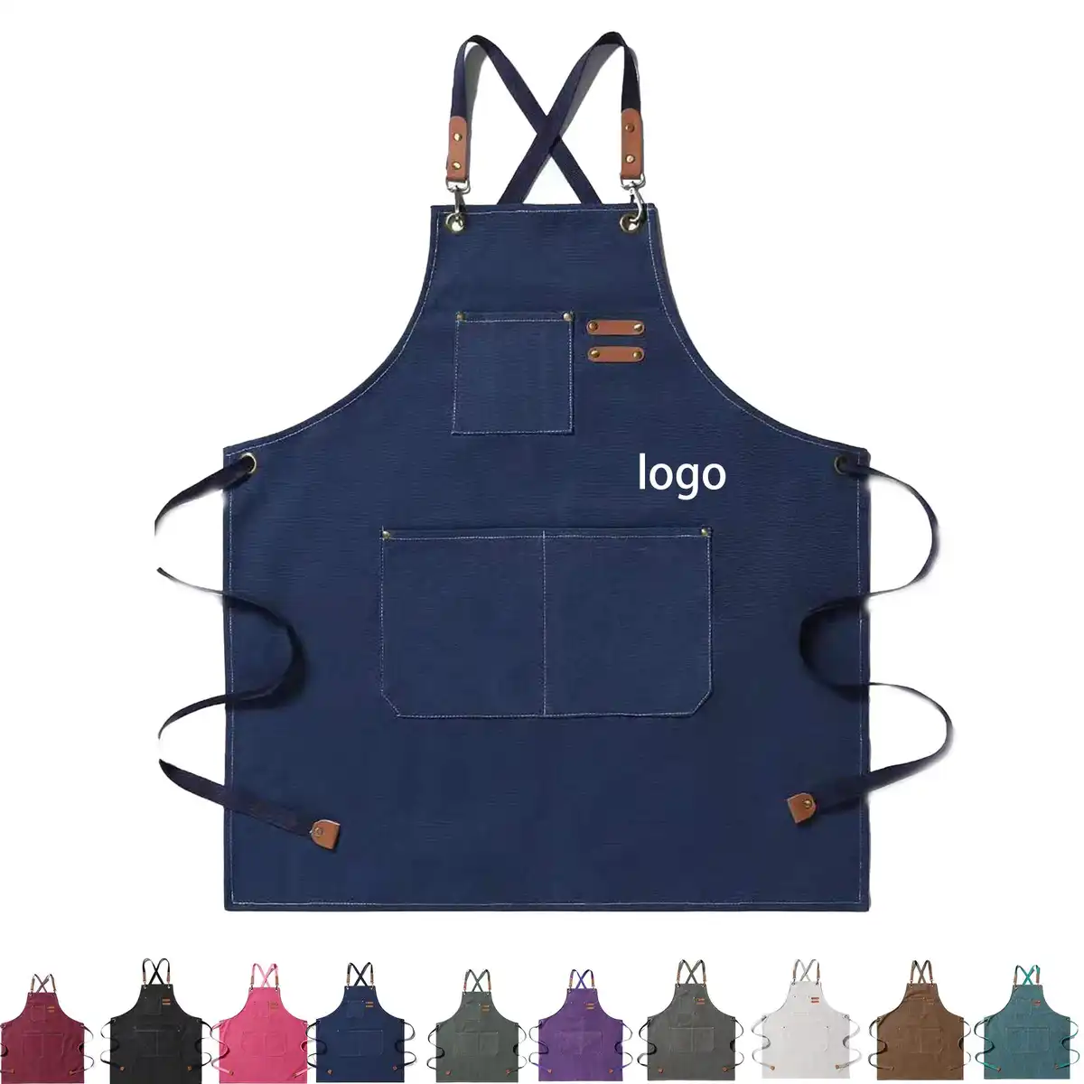 Durable Canvas Apron with Pockets product detail view