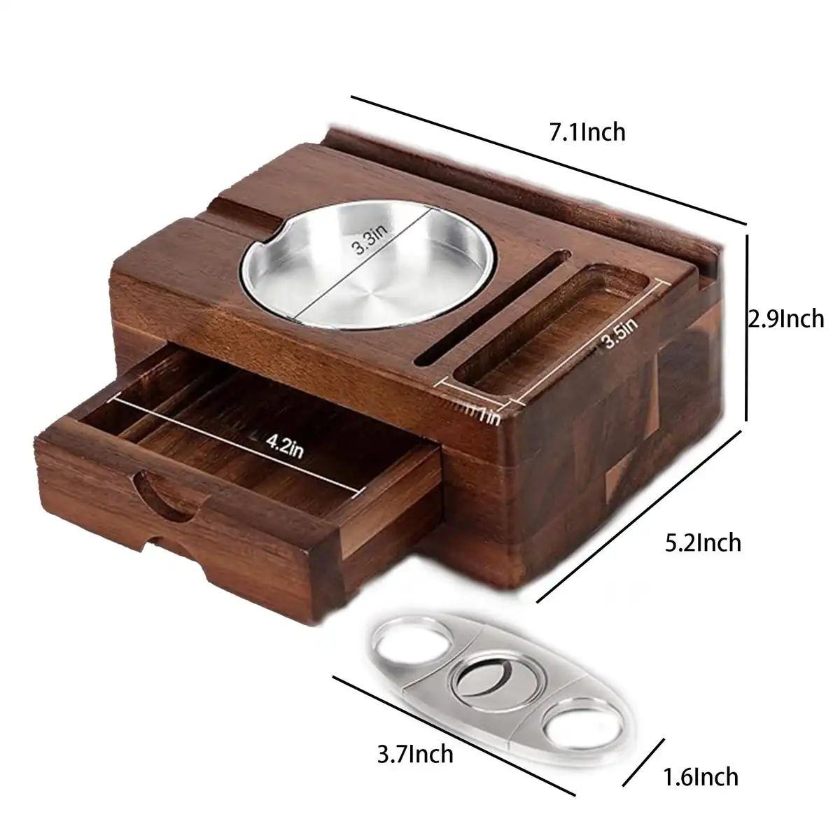 Elegant Wooden Cigar Ashtray Drawer product detail view