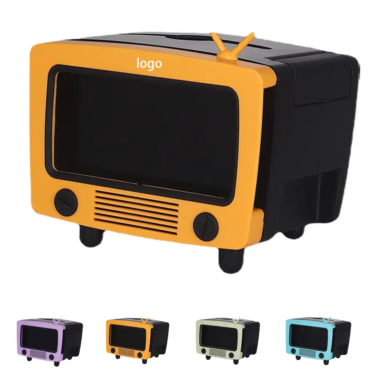 Retro TV Tissue Box with Phone Stand product detail view