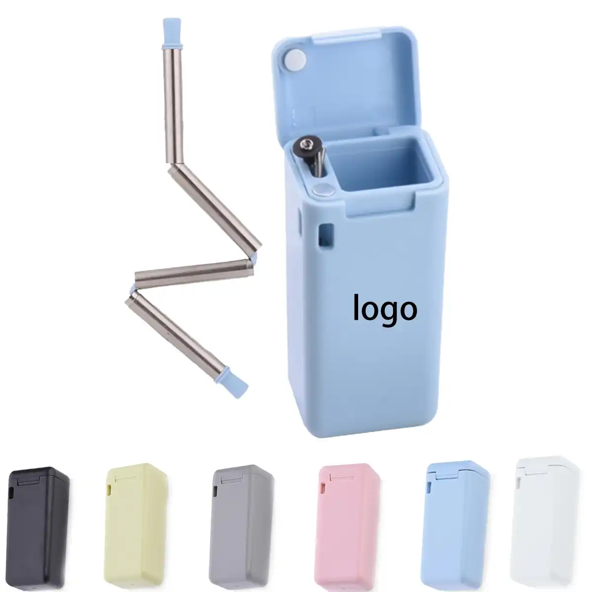Collapsible Stainless Steel Drinking Straws product detail view