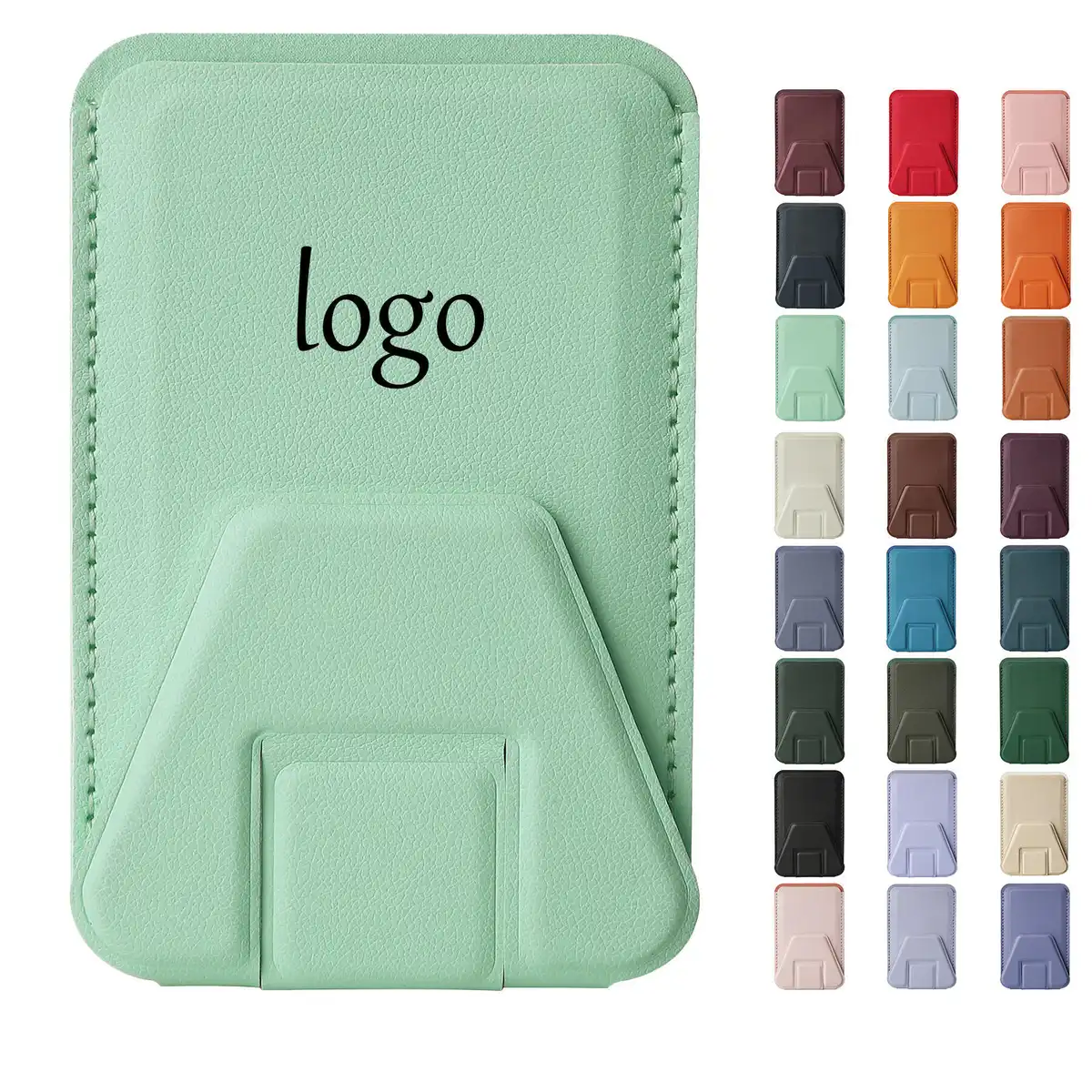 Slim Leather Phone Wallet Stand product detail view