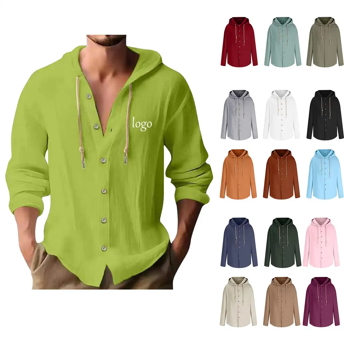 Cozy Cotton Linen Hooded Tee product detail view
