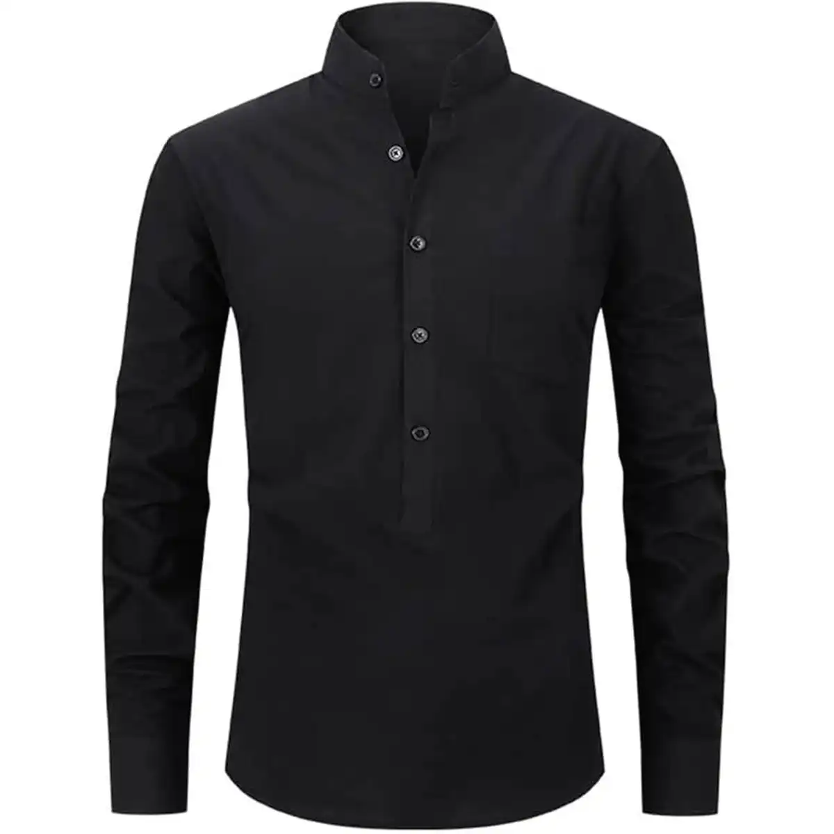 Classic Cotton Henley Shirt product close-up