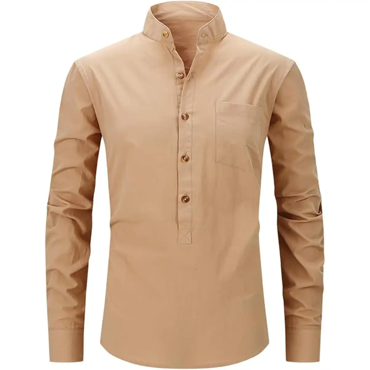 Classic Cotton Henley Shirt product with accessories