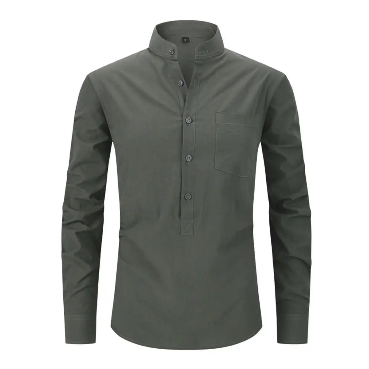 Classic Cotton Henley Shirt custom logo imprint view