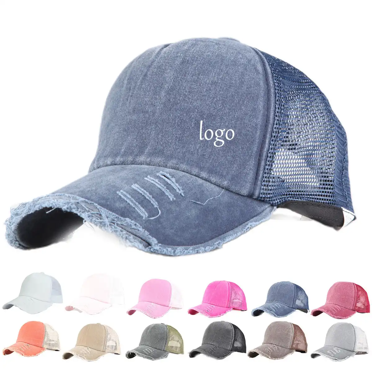 Distressed Mesh Back Baseball Cap product detail view