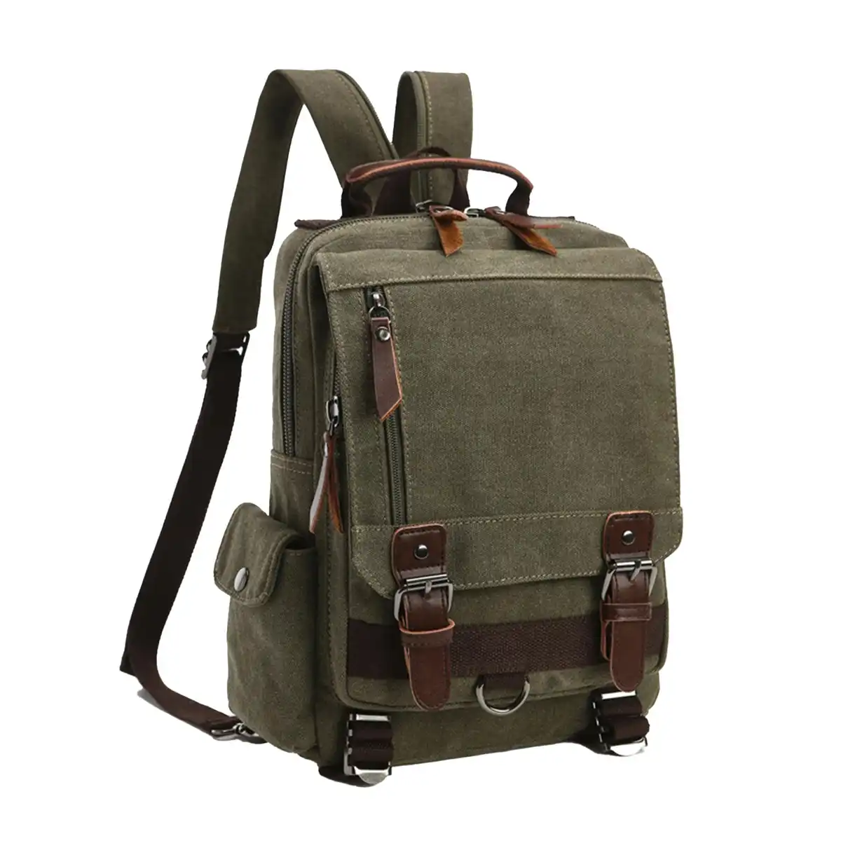 Vintage Canvas Convertible Backpack product with accessories