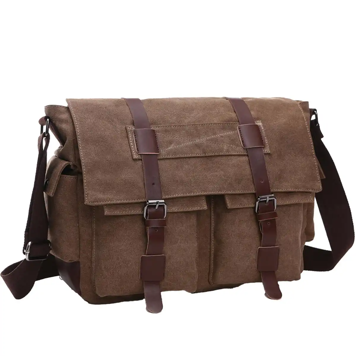 Vintage Canvas Messenger Bag product with accessories