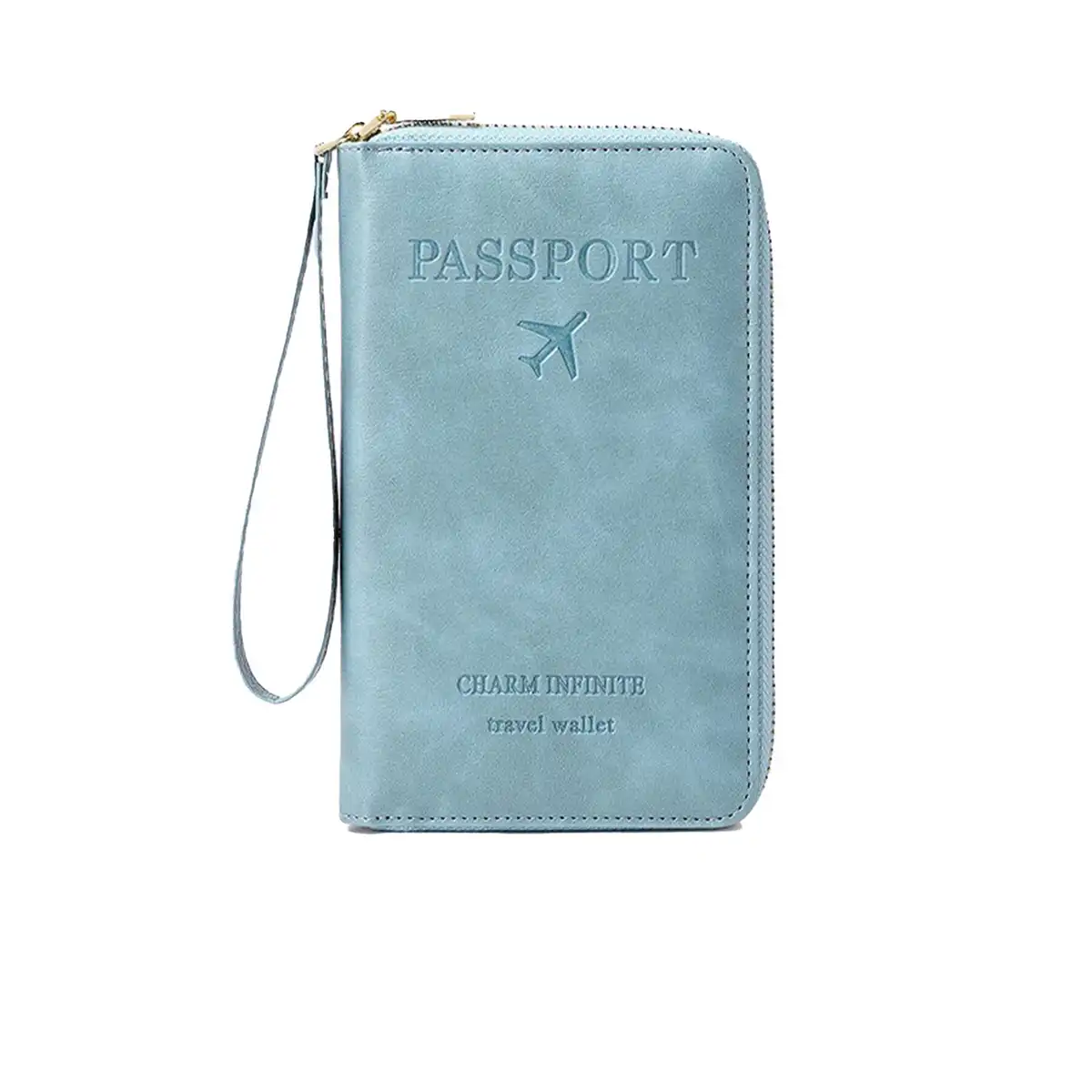 Travel Passport Organizer RFID Wallet custom logo imprint view