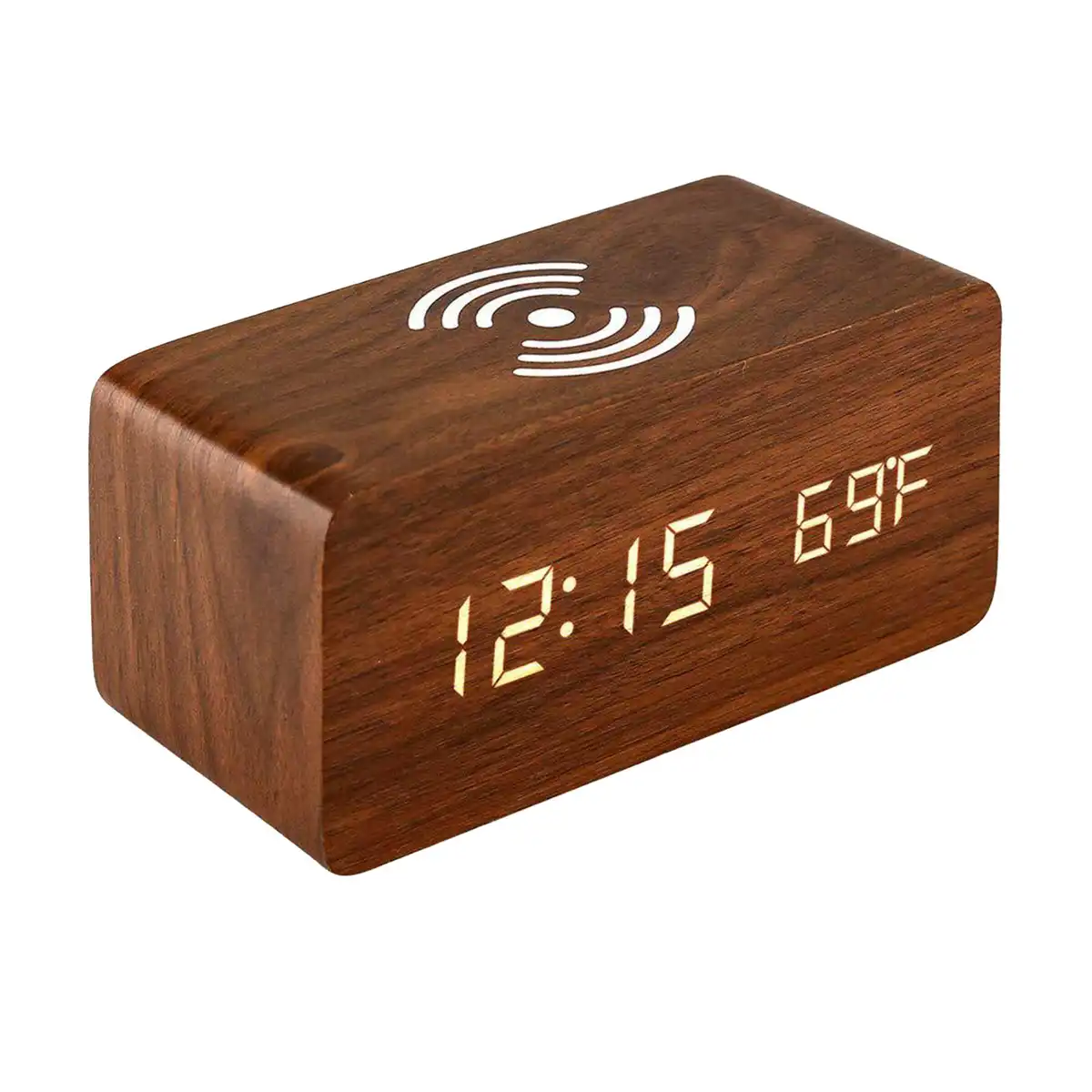 Wooden LED Alarm Clock Charger additional product view