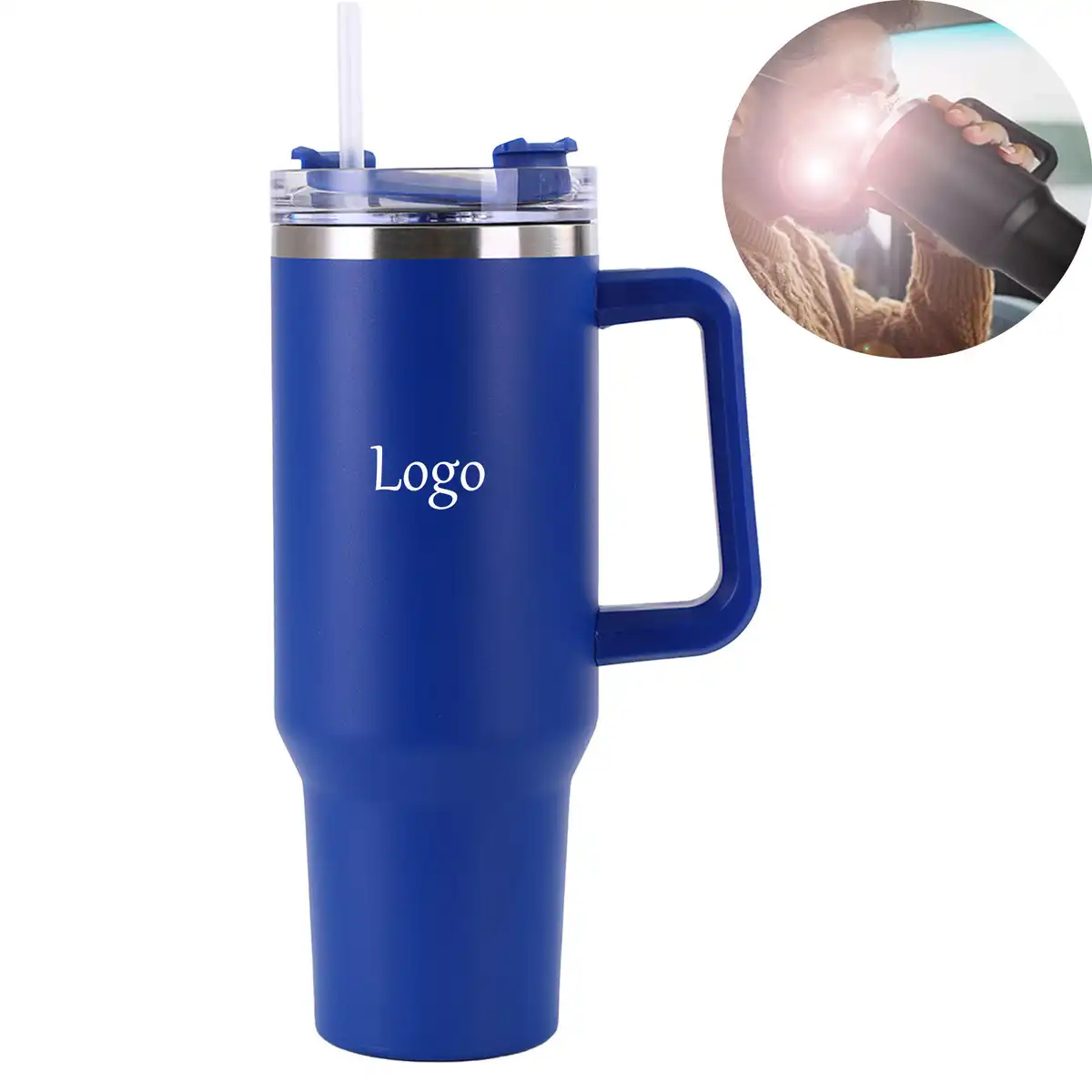 40oz Stainless Steel Tumbler with Straw