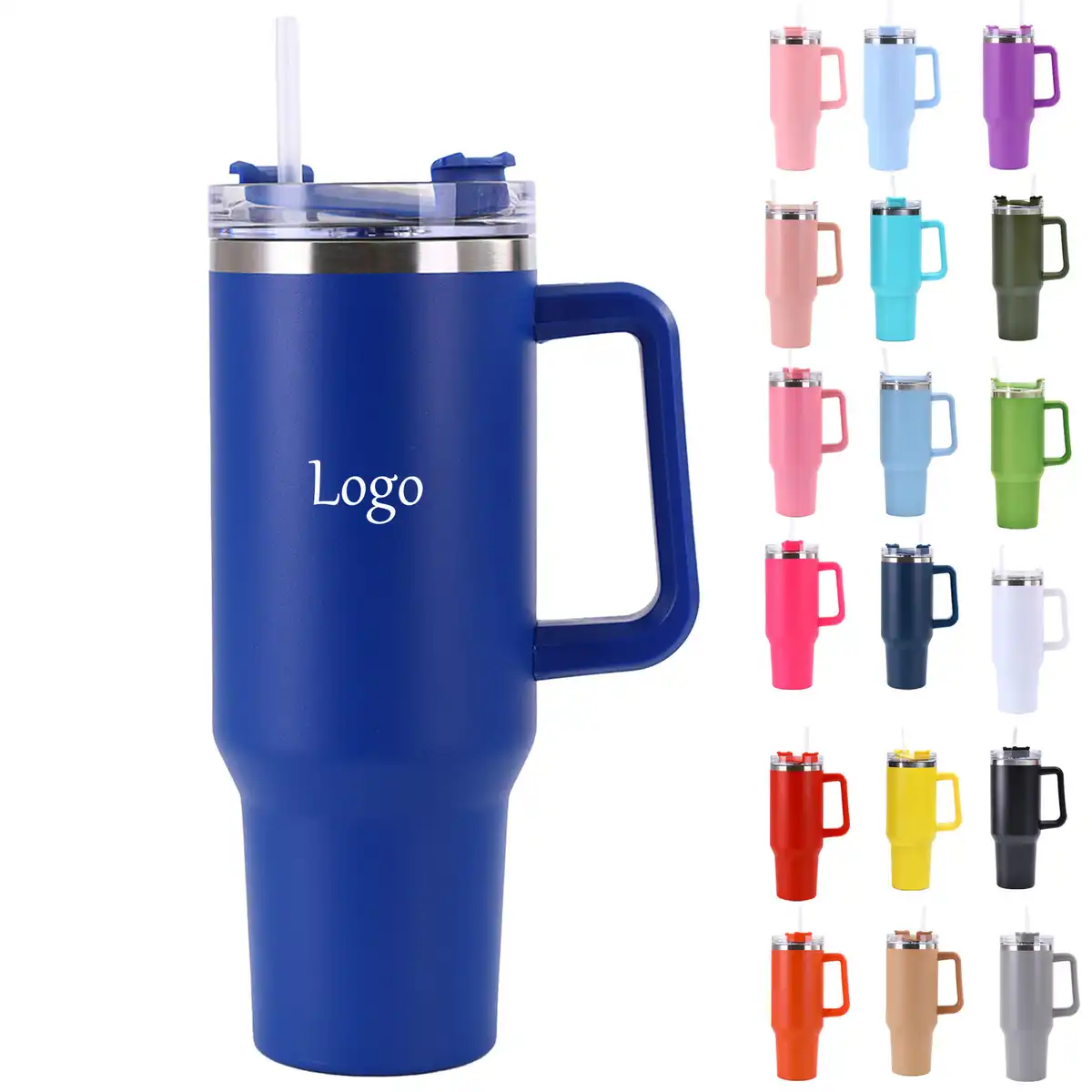 40oz Stainless Steel Tumbler with Straw product detail view