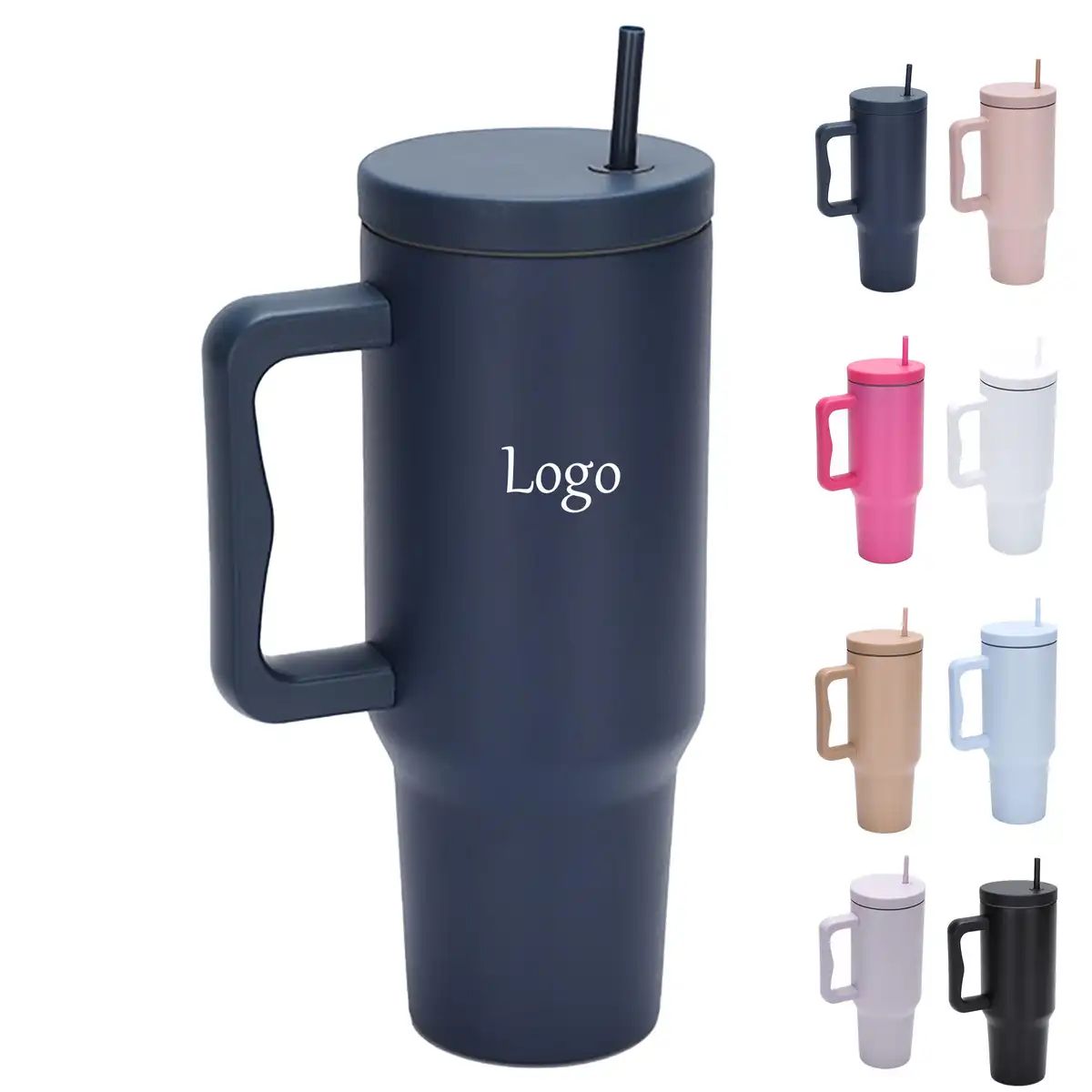 Large Insulated Tumbler with Straw product detail view