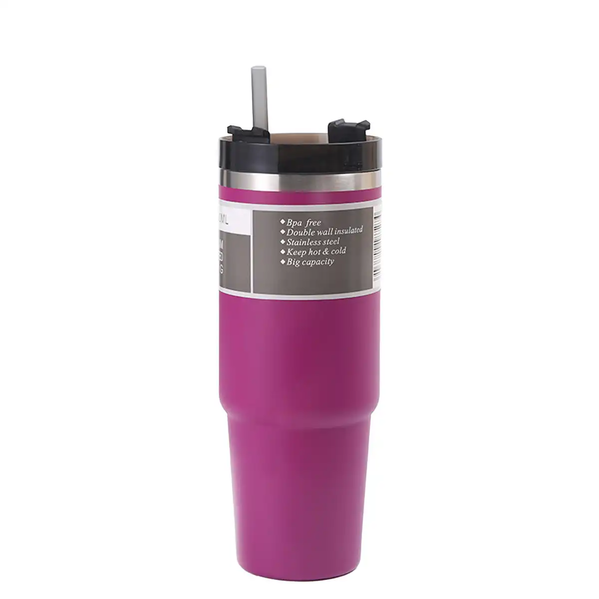 Insulated Stainless Steel Tumbler Straw custom logo imprint view