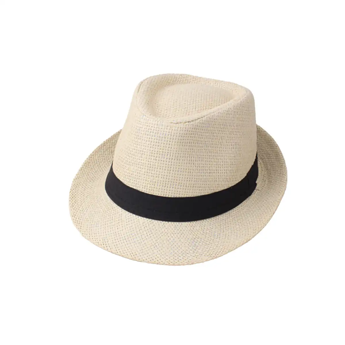 Men's Summer Straw Fedora Hat product close-up