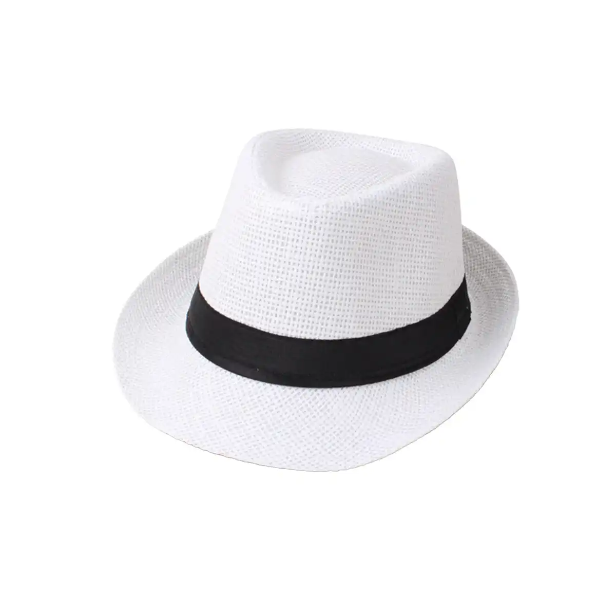 Men's Summer Straw Fedora Hat custom logo imprint view