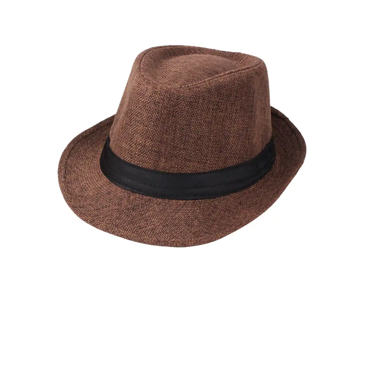 Men's Breathable Linen Fedora custom logo imprint view
