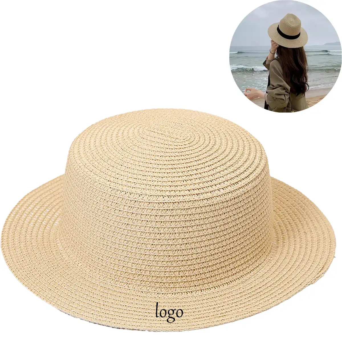 Flat Top Straw Hat UV Protection
