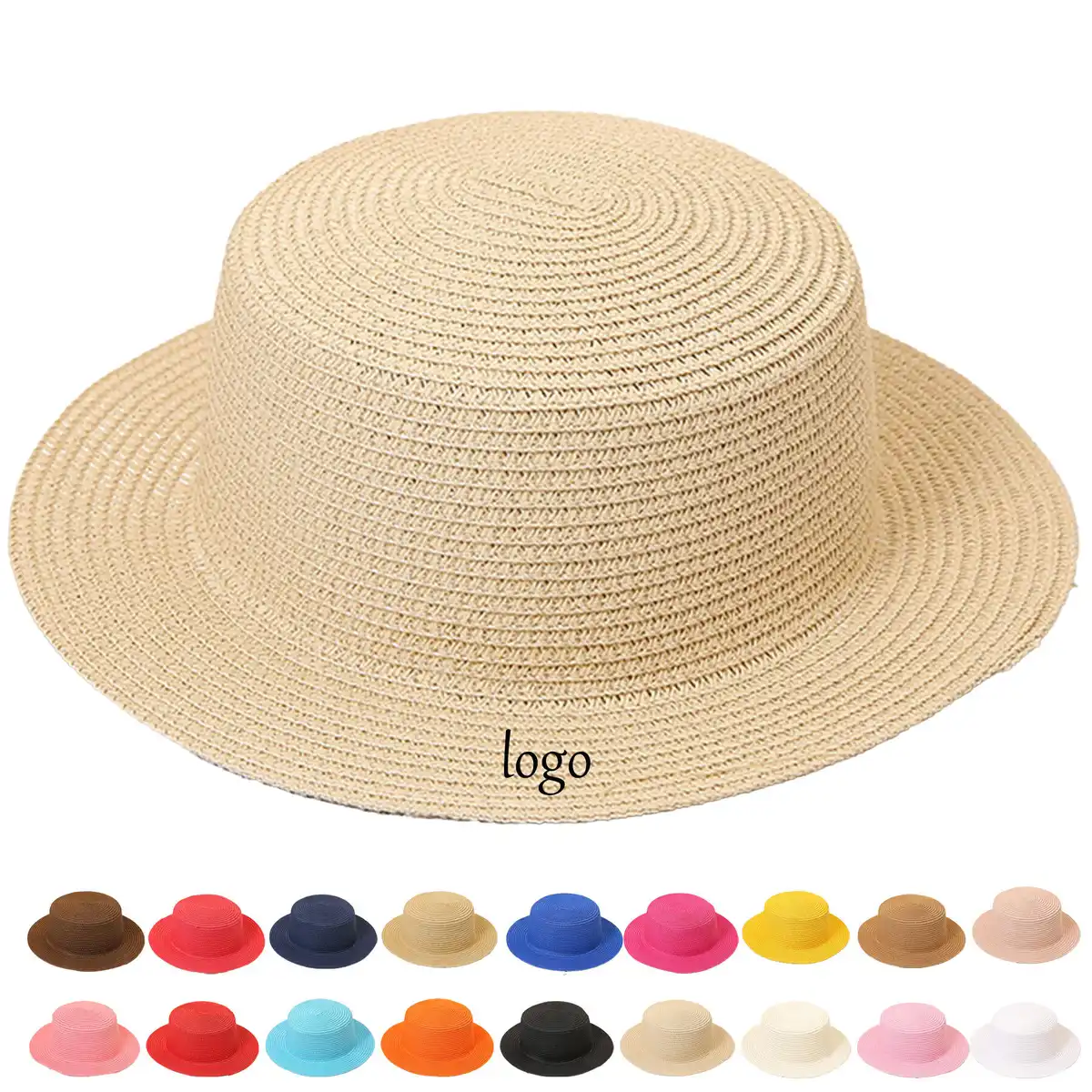 Flat Top Straw Hat UV Protection product detail view