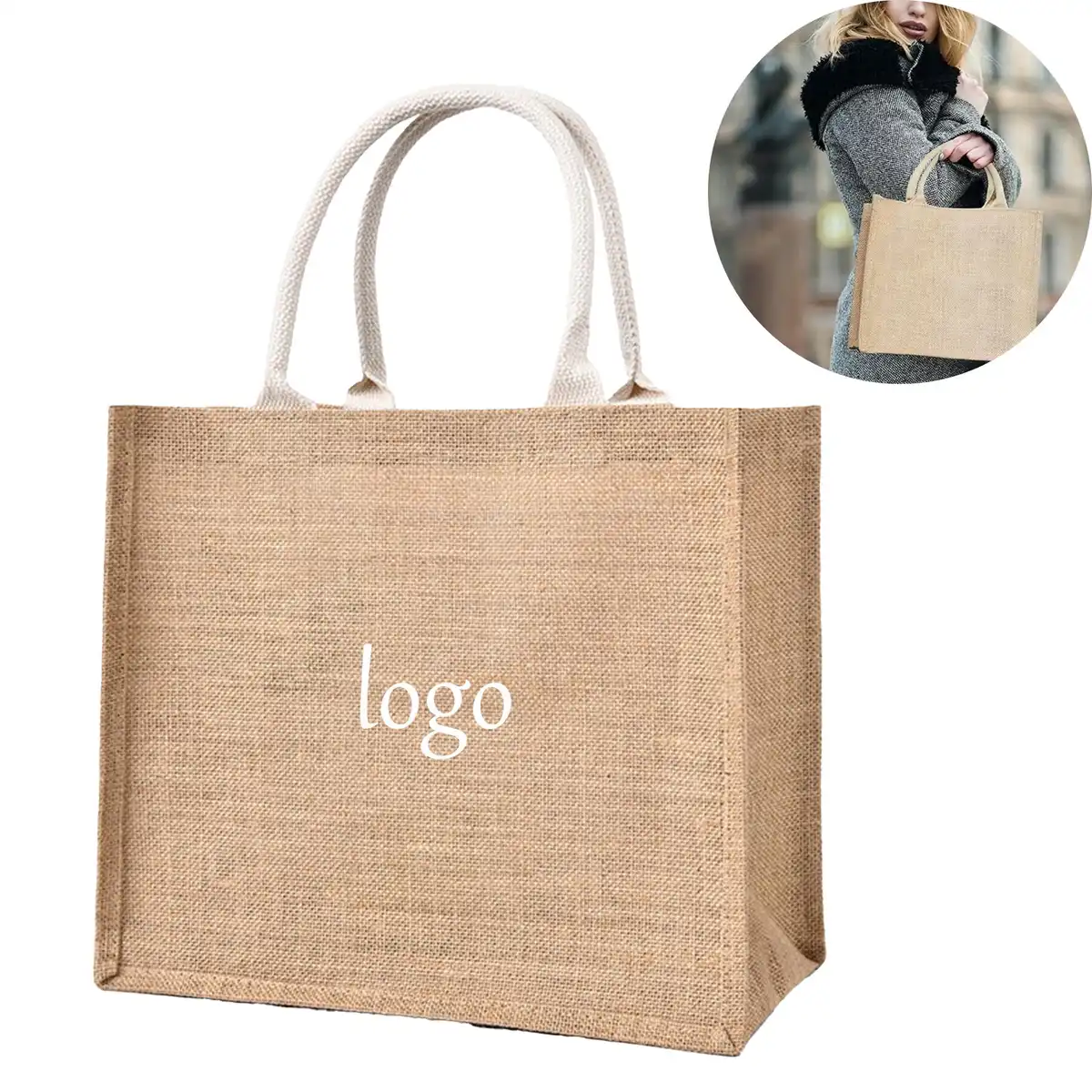 Elegant Linen Blend Shopping Tote