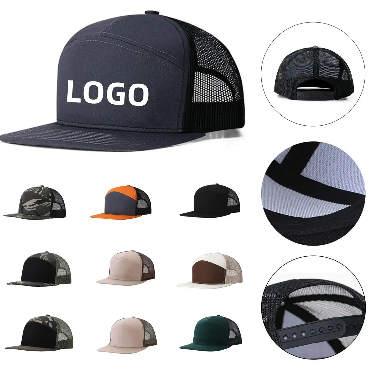Airmesh 7 Panel Snapback Cap