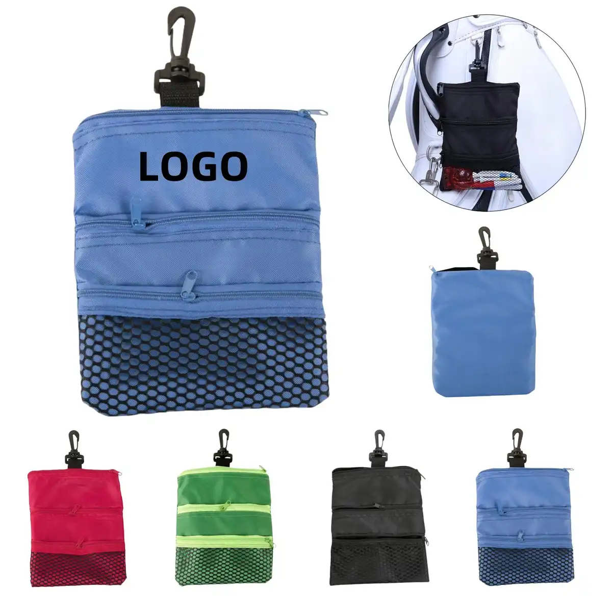 Golf Tee Pouch with Swivel Hook