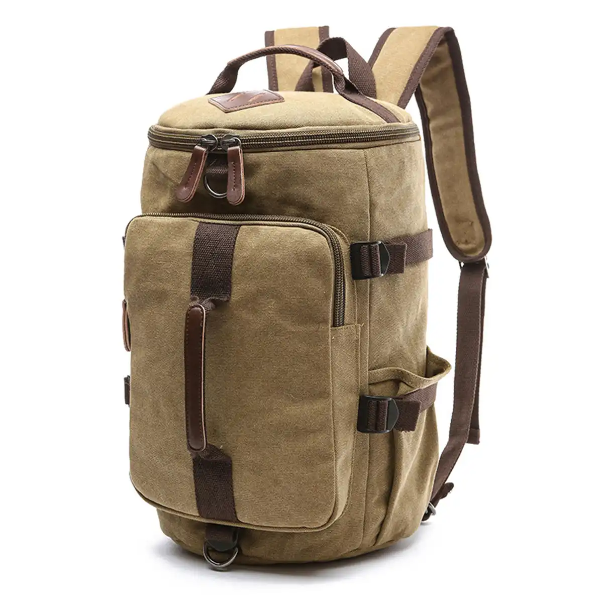 Vintage Canvas Convertible Travel Backpack product with accessories