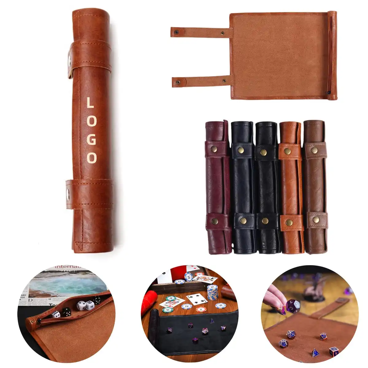 PU Leather Folding Dice Tray