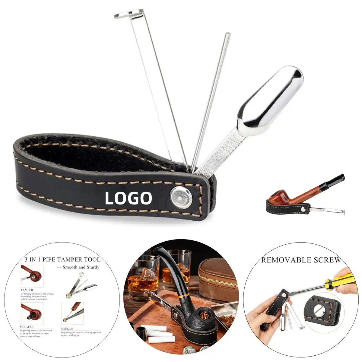 3-in-1 Leather Pipe Stand