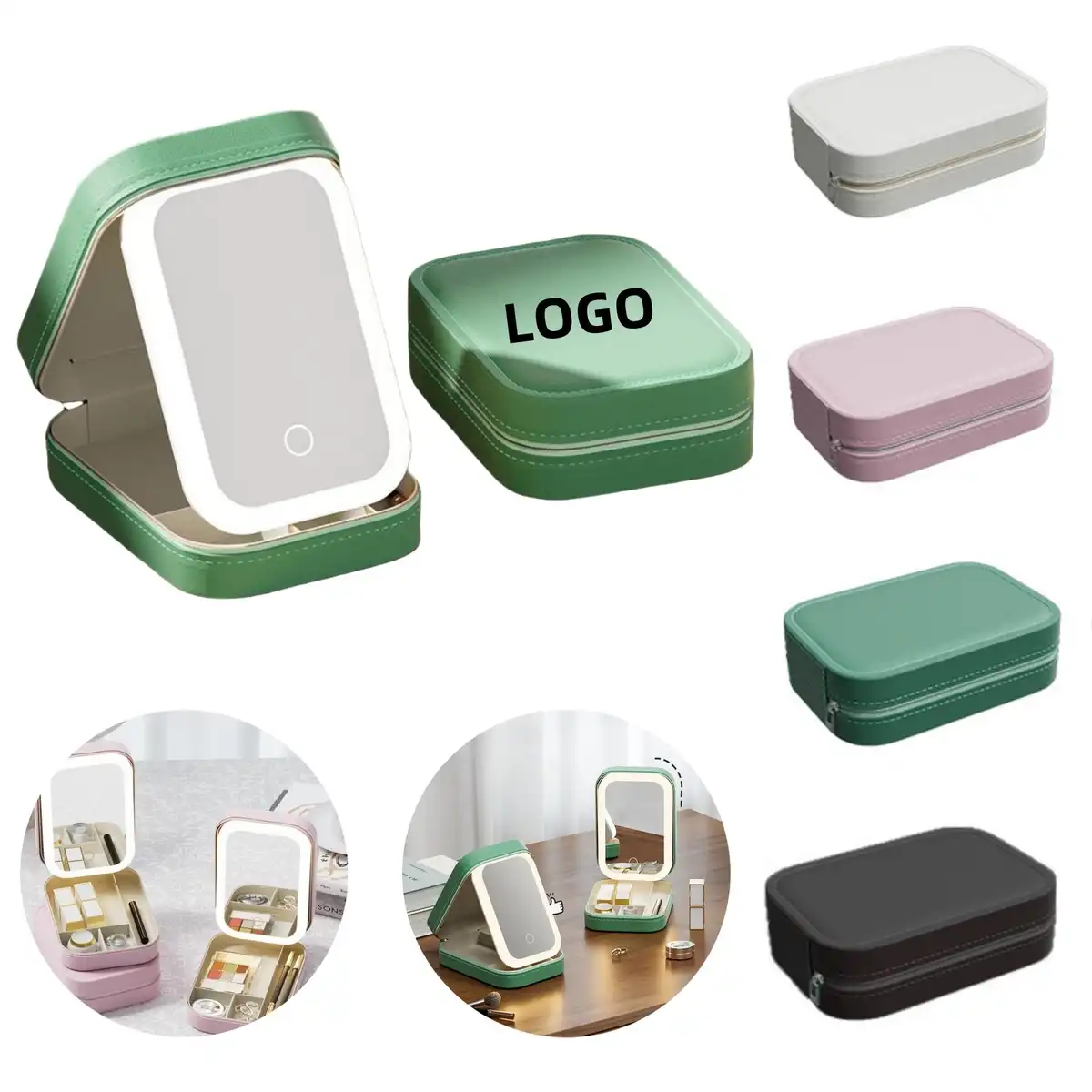 LED Mirror Makeup Travel Case