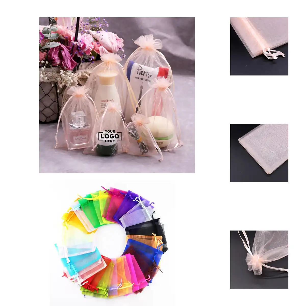 Elegant Organza Drawstring Gift Pouches